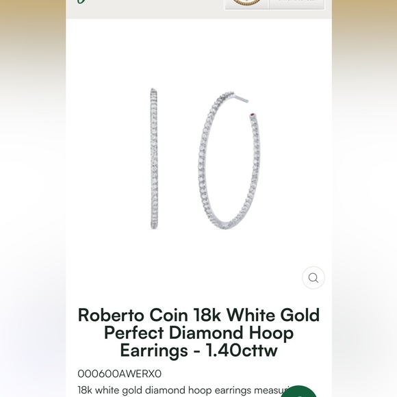 Roberto Coin Silver and Diamond Hoop Earrings